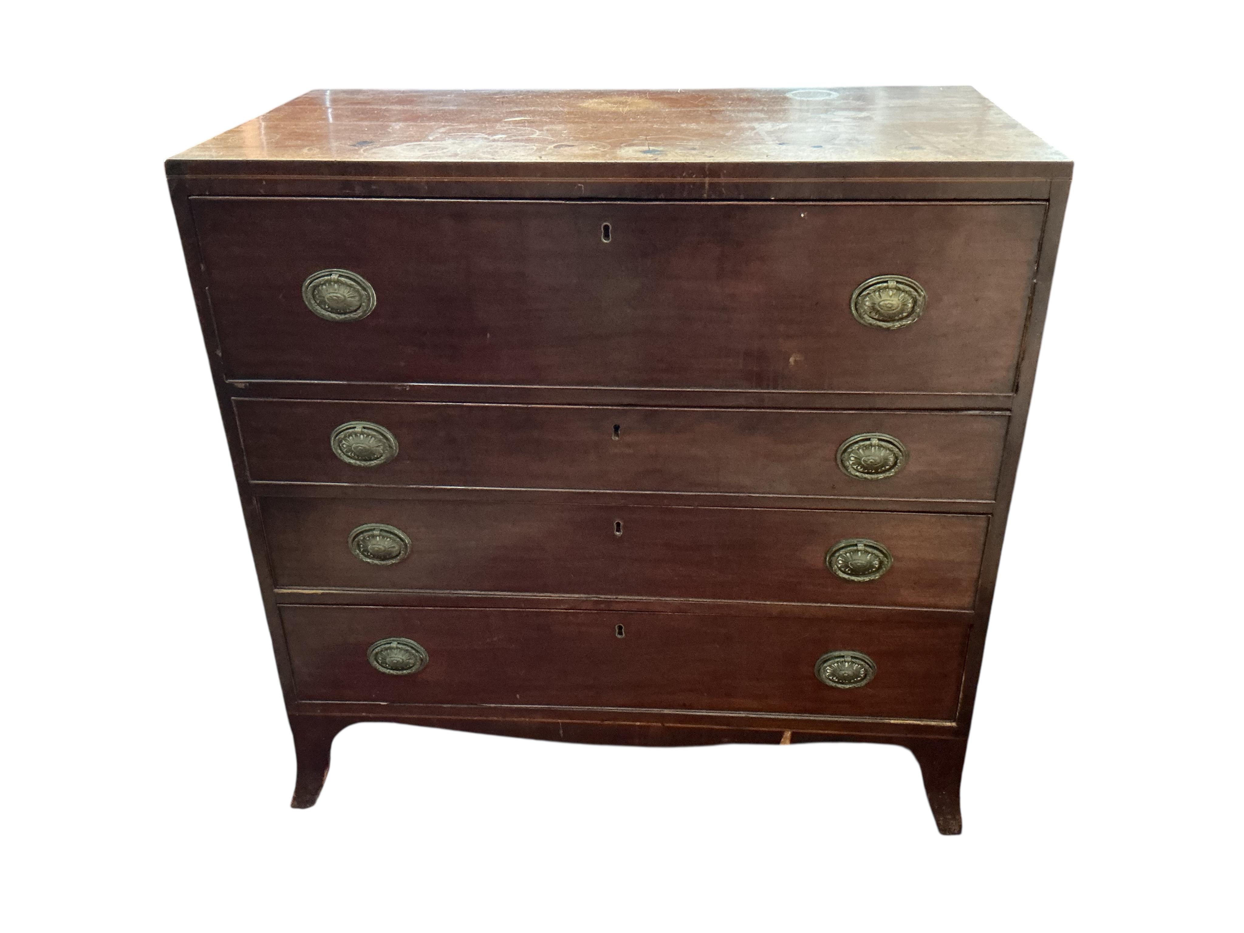 A Regency mahogany secretaire chest, width 99cm, depth 50cm, height 99cm